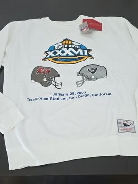 Mitchell & Ness White Throwbacks Graphic Tee with Red Script